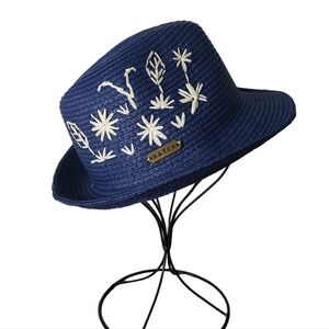 Hatch Blue Embroidered Fedora Adjustable 22” Circumference